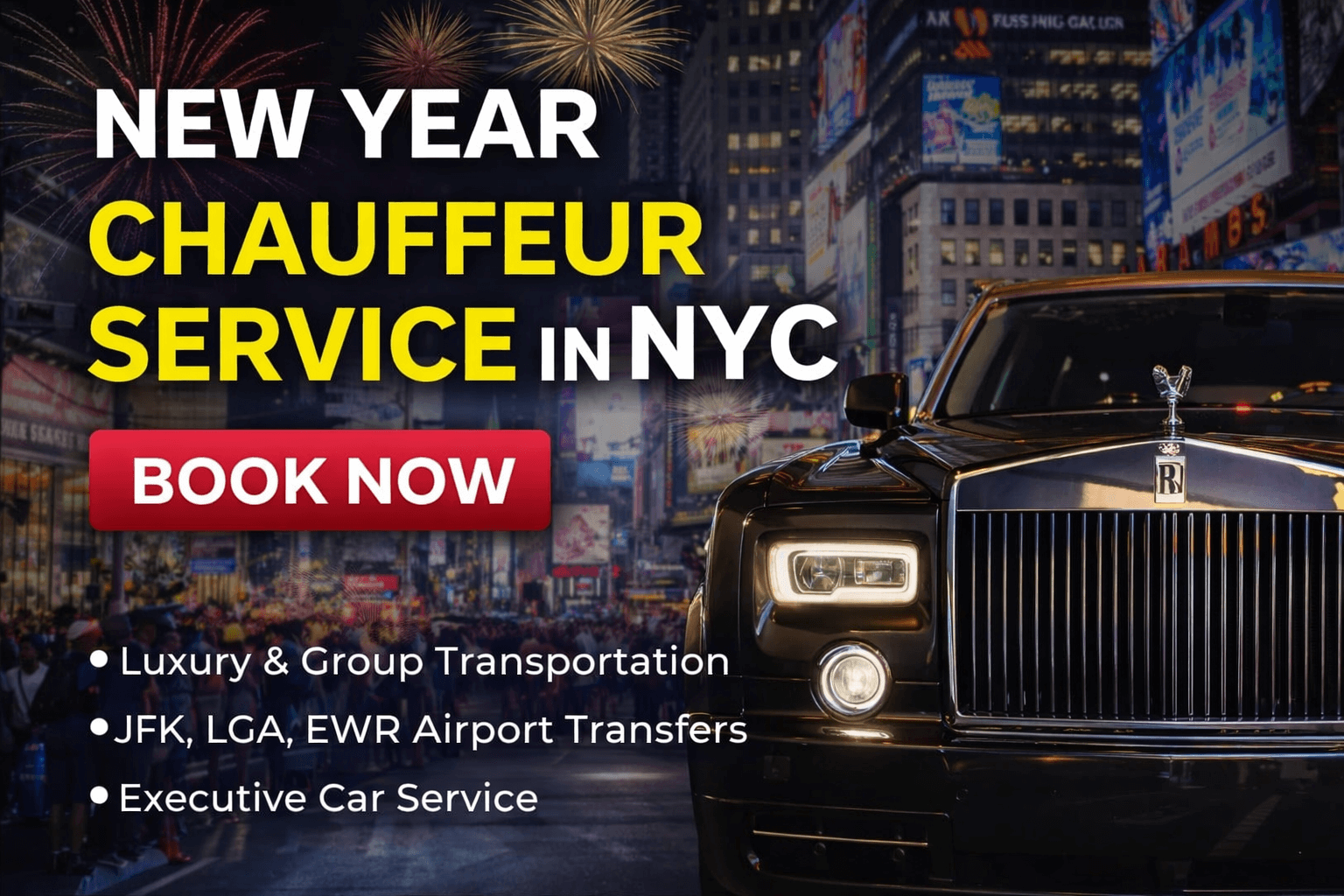 New Year chauffeur service in NYC for luxury car